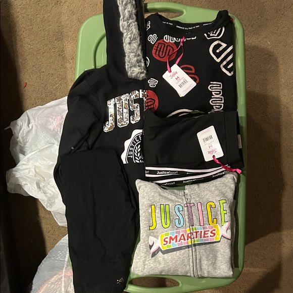 Bundle lot Justice Black and Gray Hoodie Set with Colorful Accents